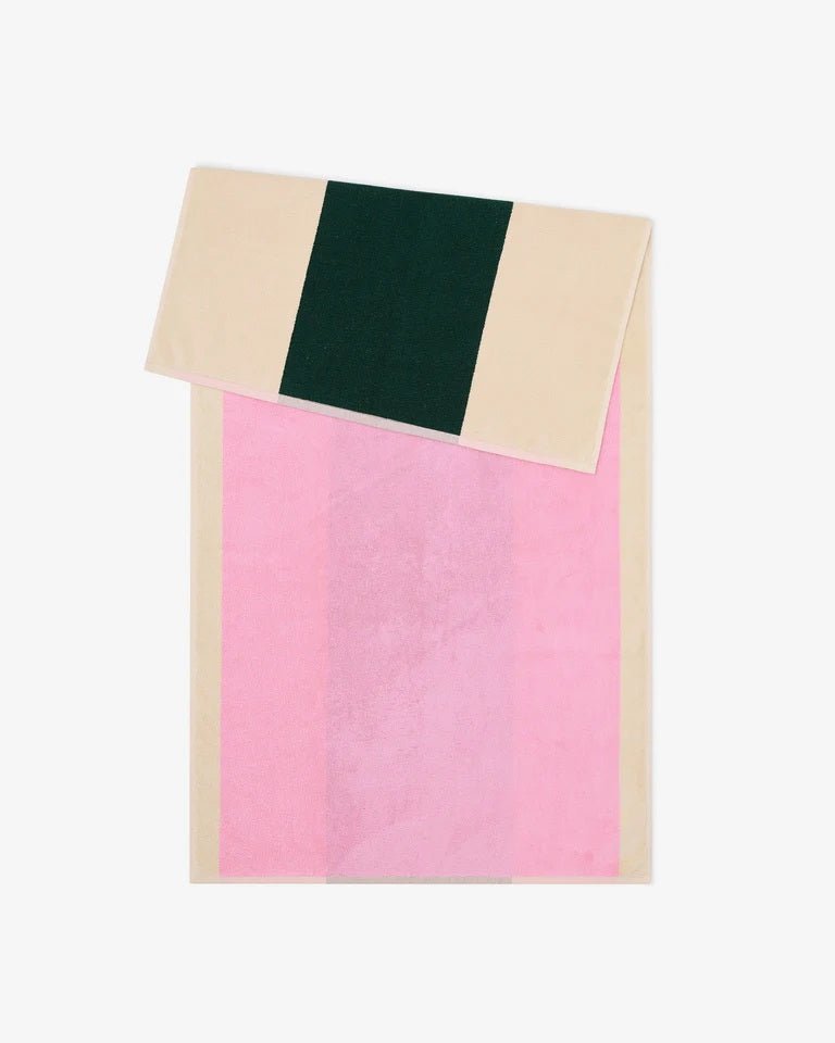 Suite702 Badetuch PINK DARK-GREEN gestreift | 70x140cm - Sir Henrys
