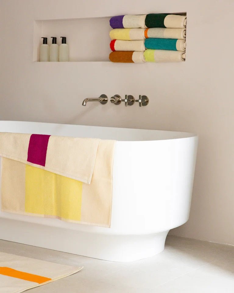 Suite702 Badetuch YELLOW FUCHSIA gestreift | 70x140cm - Sir Henrys