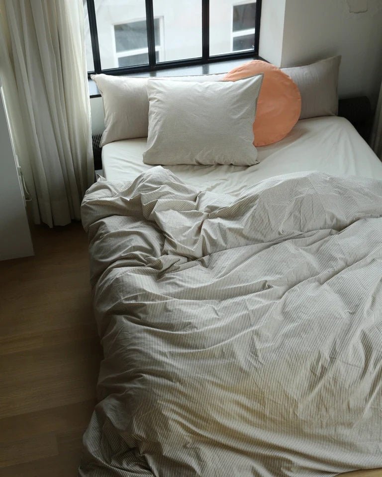 Suite702 Bettbezug STRIPE braun ecru Baumwolle | 135x200cm - Sir Henrys