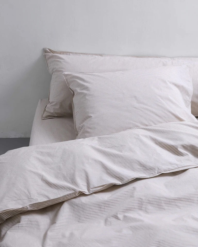 Suite702 Bettbezug STRIPE braun ecru Baumwolle | 135x200cm - Sir Henrys