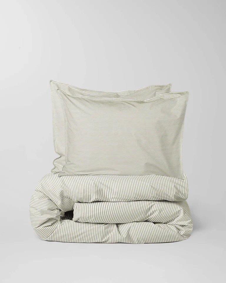 Suite702 Bettbezug STRIPE olive ecru Baumwolle | 135x200cm - Sir Henrys