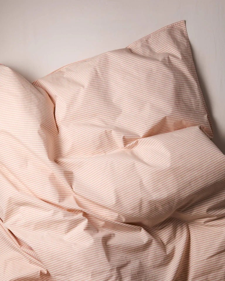 Suite702 Bettbezug STRIPE peach ecru Baumwolle | 135x200cm - Sir Henrys