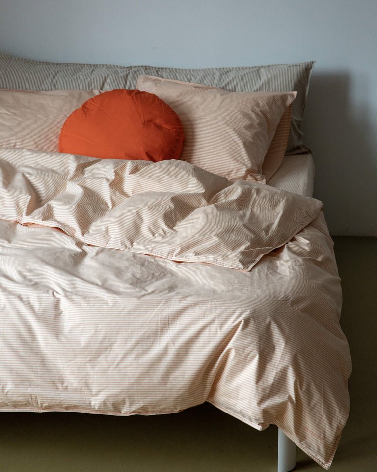 Suite702 Bettbezug STRIPE peach ecru Baumwolle | 135x200cm - Sir Henrys