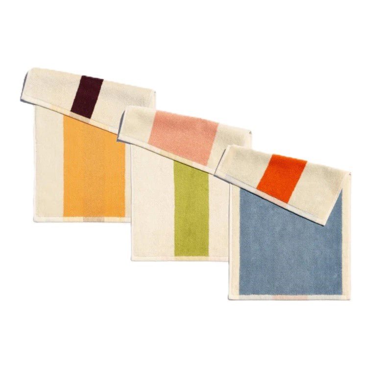Suite702 Gästehandtuch LIME YELLOW BLUE 3er Set creme gestreift | 30x50cm - Sir Henrys