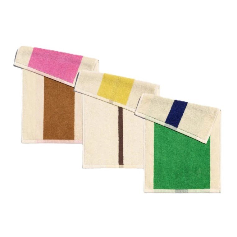 Suite702 Gästehandtuch PINK BLUE BROWN 3er Set creme gestreift | 30x50cm - Sir Henrys