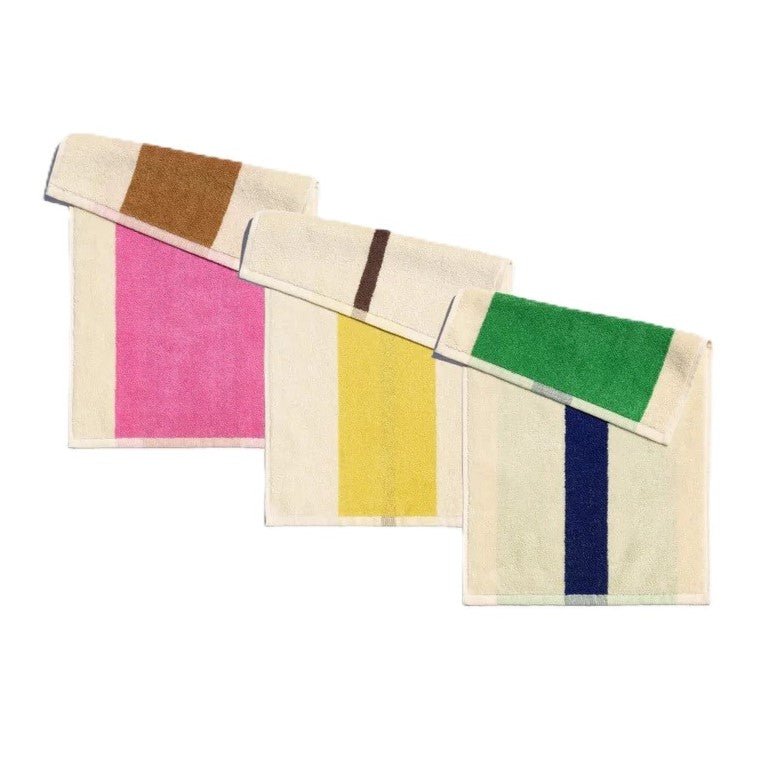 Suite702 Gästehandtuch PINK BLUE BROWN 3er Set creme gestreift | 30x50cm - Sir Henrys
