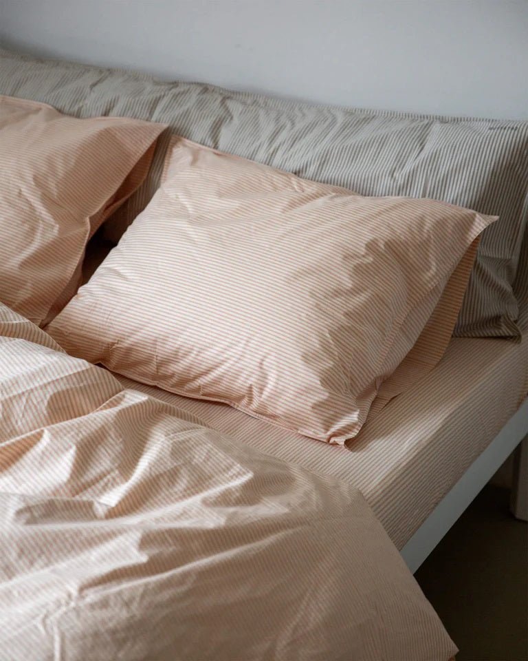 Suite702 Kissenbezug STRIPES peach ecru Baumwolle | 80x80cm - Sir Henrys