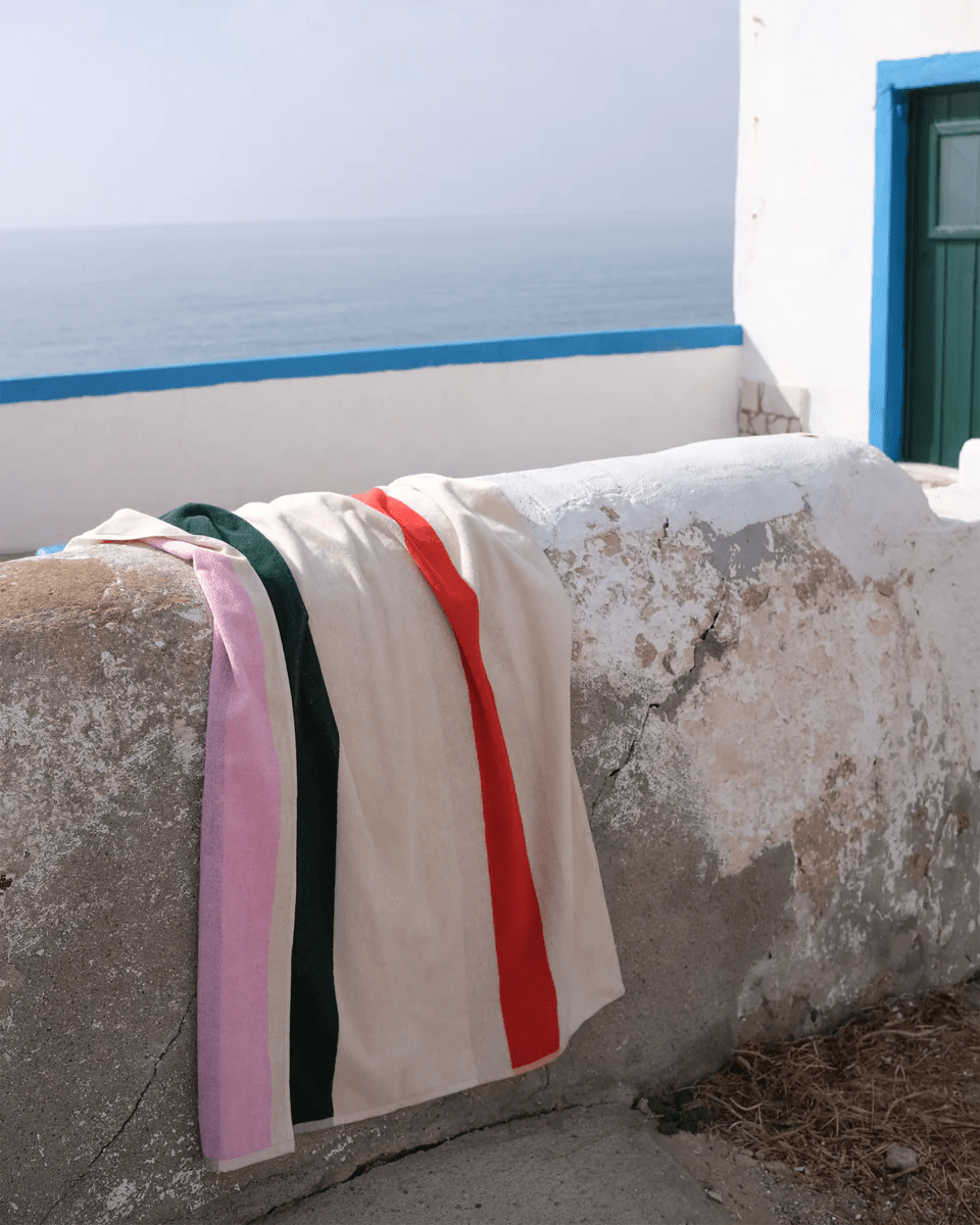 Suite702 Strandtuch RED creme gestreift | 90x180cm - Sir Henrys