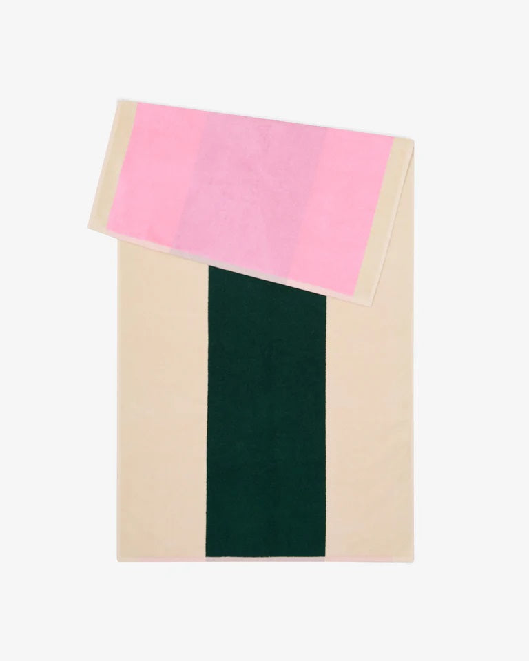 Suite702 Badetuch PINK DARK-GREEN gestreift | 70x140cm