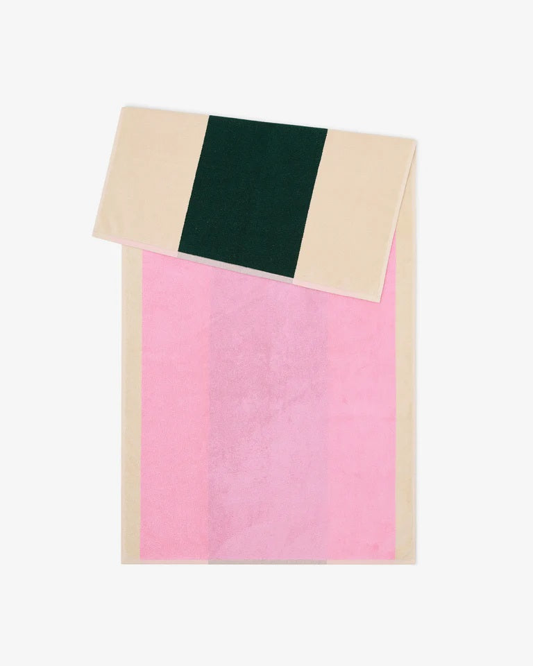 Suite702 Badetuch PINK DARK-GREEN gestreift | 70x140cm