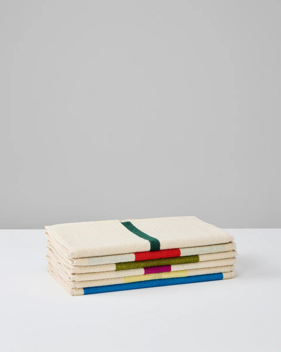 Suite702 Gästehandtuch COLOUR COMBI 6er Set creme gestreift | 30x50cm