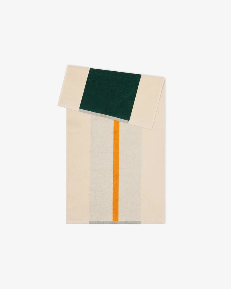 Suite702 Handtuch DARK GREEN ORANGE gestreift | 50x100cm