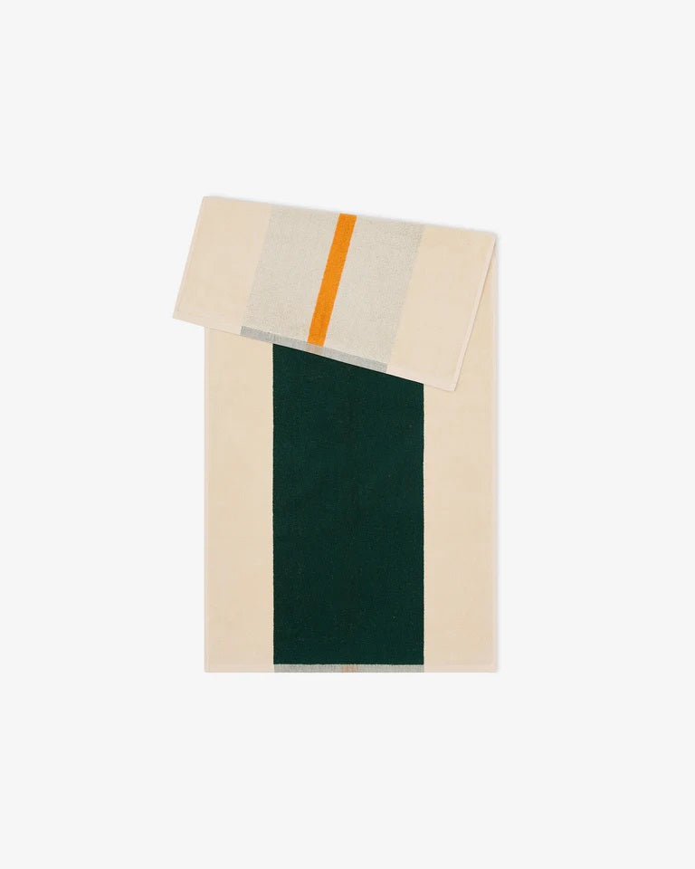 Suite702 Handtuch DARK GREEN ORANGE gestreift | 50x100cm