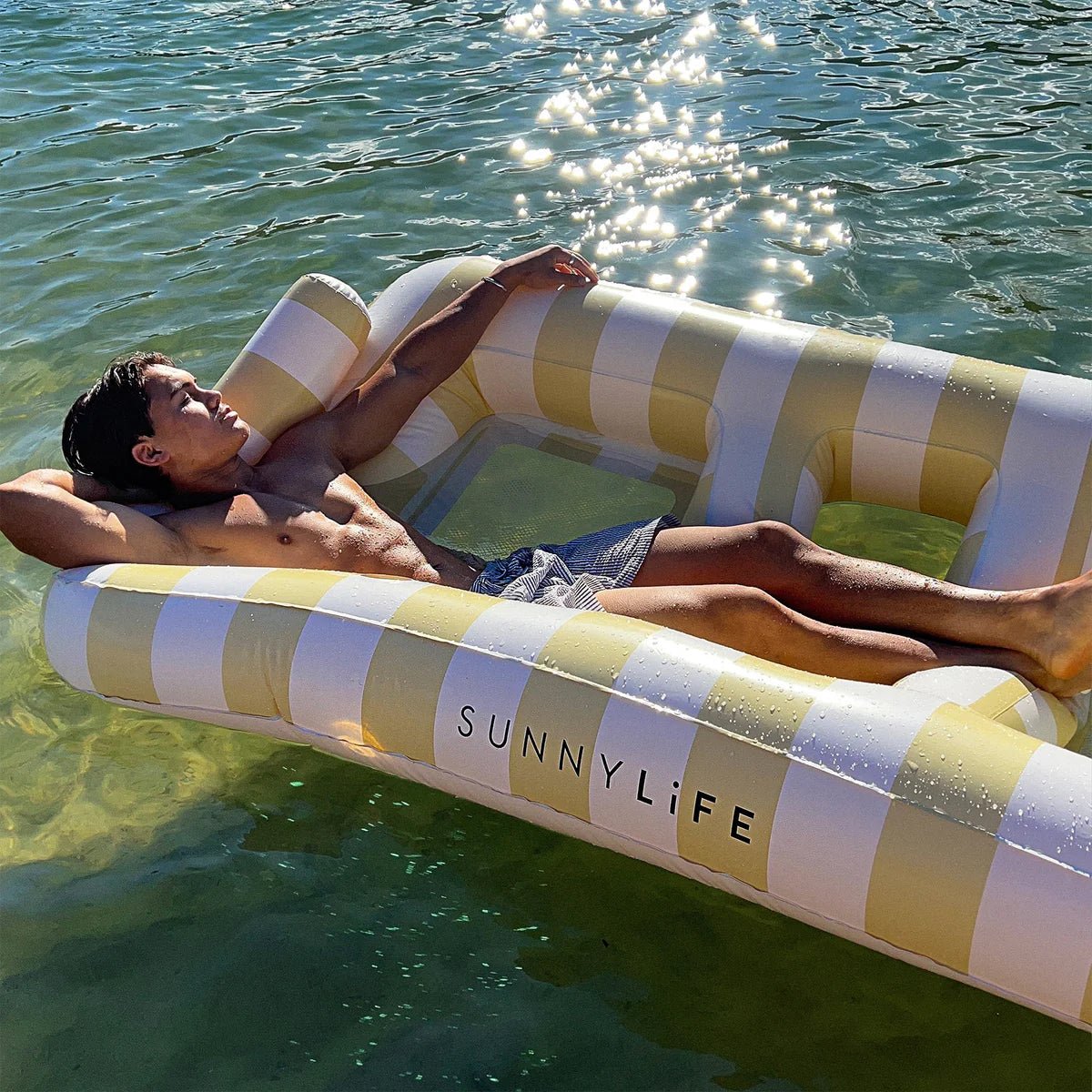 Sunnylife Luftmatratze TWIN HAMMOCK beige gestreift | 220x135x42cm - Sir Henrys