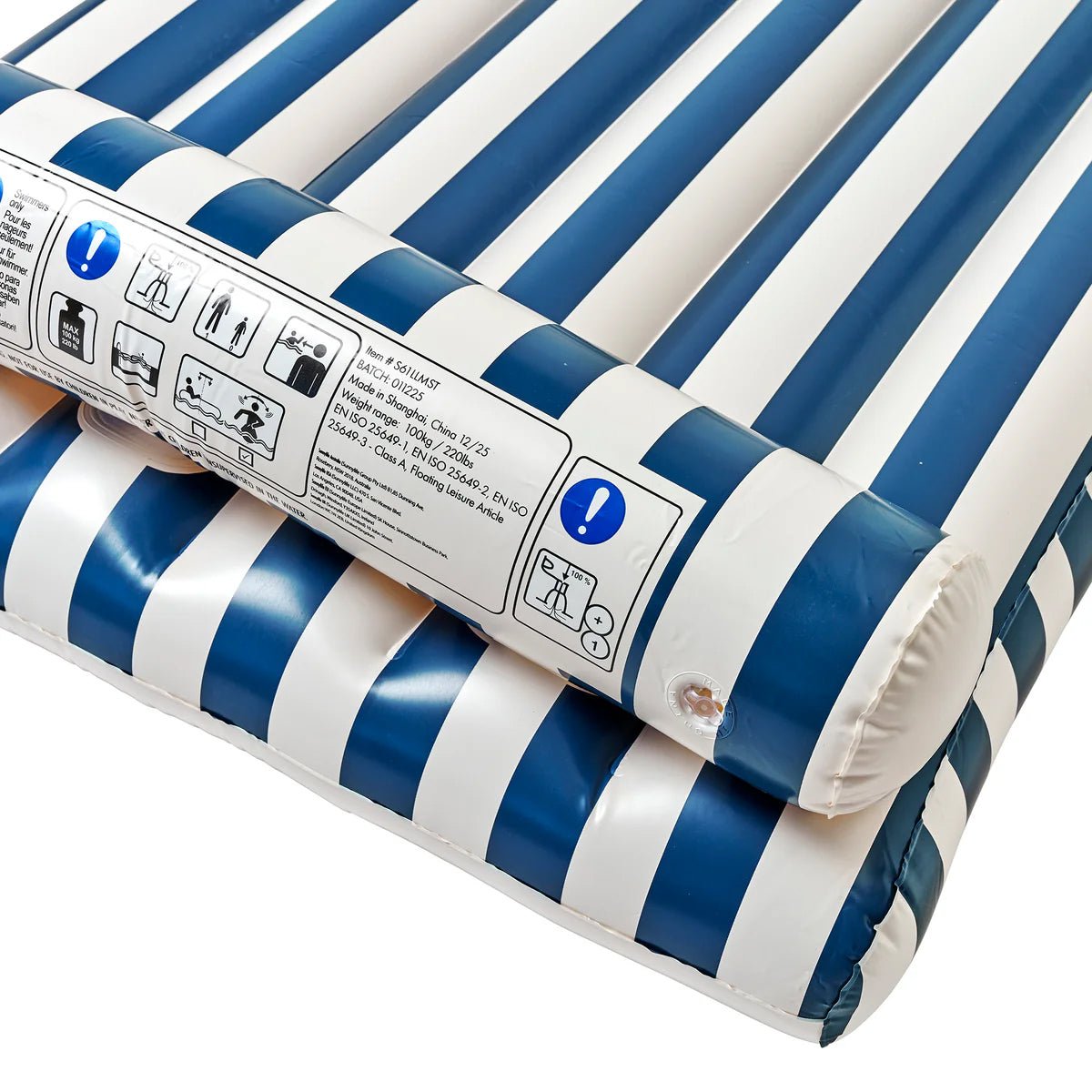 Sunnylife Luftmatraze LUXE LILO MARINE STRIPE blau weiß gestreift | 180x100x30cm - Sir Henrys