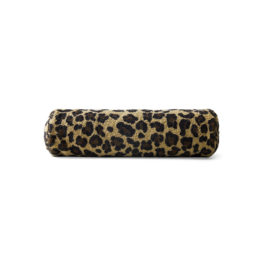 HKliving Kissen Rolle PANTHER schwarz beige | Ø13x50cm
