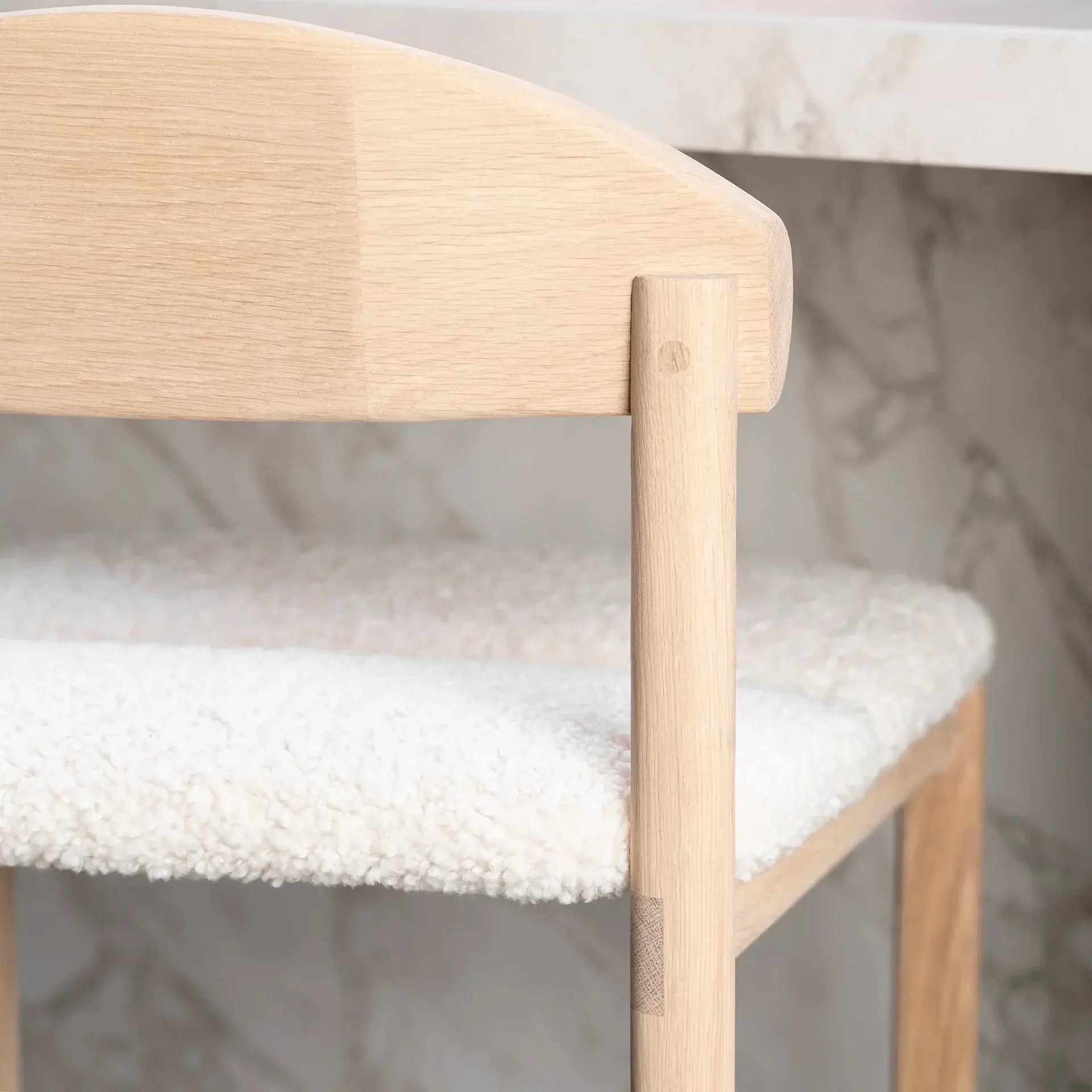 by Crea® Barhocker TED Eiche Natur Bouclé Ivory