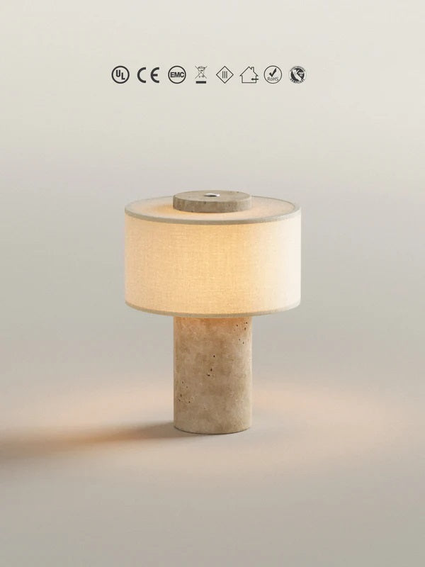 Blossholm Tischleuchte AURIE Travertine portable | Ø 18x24cm