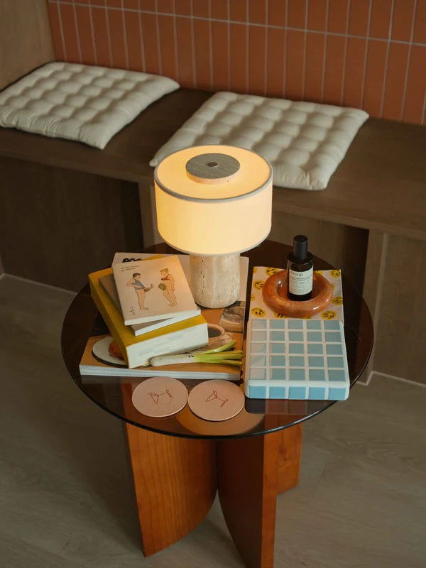 Blossholm Tischleuchte AURIE Travertine portable | Ø 18x24cm