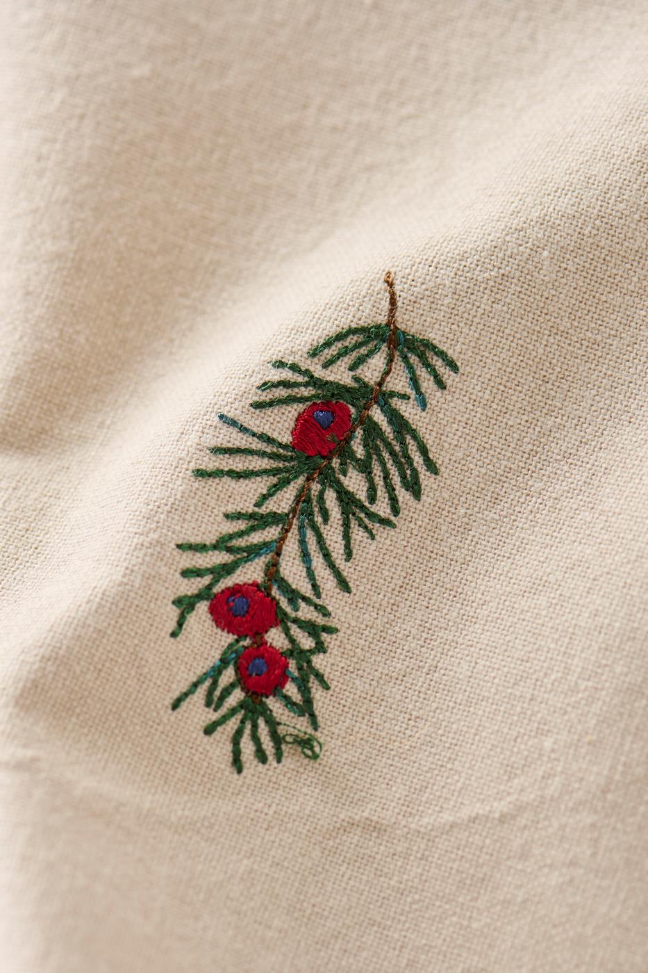 IB Laursen Stoffserviette Tradition Zweig m/roten Beeren leinenfarbig