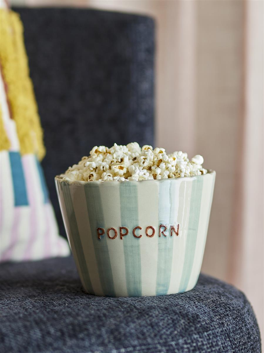 Bloomingville Schale POCORN hellblau gestreift | Ø17x13,5cm