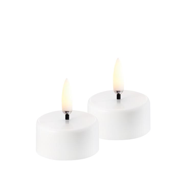UYUNI Lighting LED Teelicht RECHARGEABLE 2er Set weiß | Ø 3,9x2,3 cm