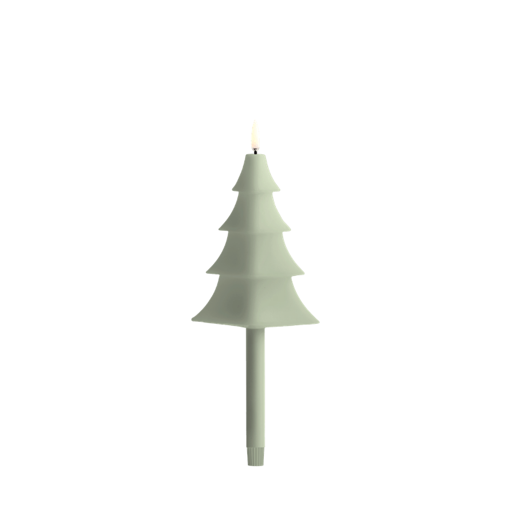 UYUNI Lighting LED Stabkerze MINI XMAS TREE SAGE GREEN hellgrün| Ø1,3x25cm
