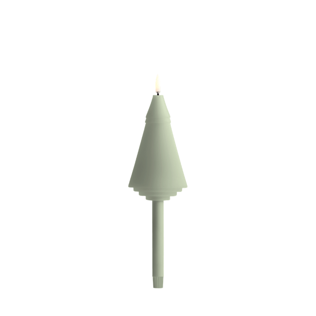 UYUNI Lighting LED Stabkerze MINI XMAS TREE SAGE GREEN hellgrün| Ø1,3x25cm