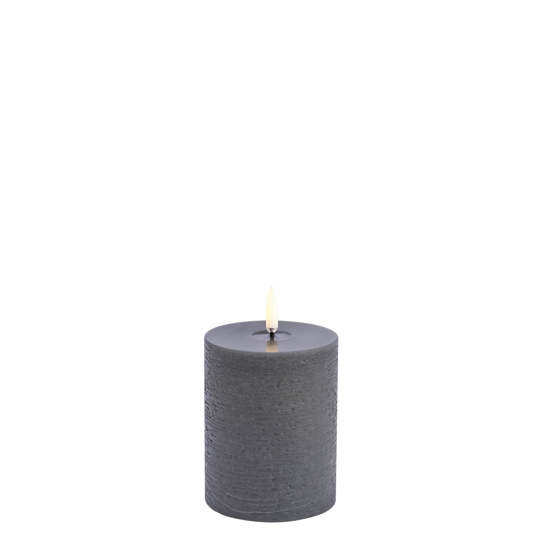 Uyuni Lighting LED Stumpenkerze MELTED RUSTIC GREY grau | Ø8x10cm - Sir Henrys