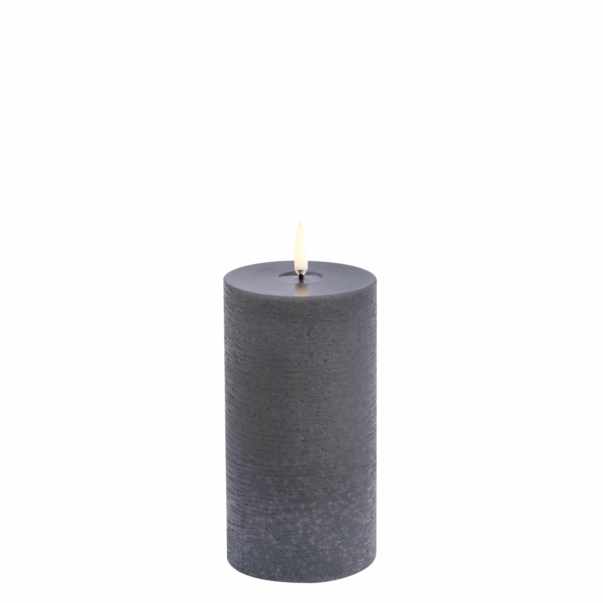 Uyuni Lighting LED Stumpenkerze MELTED RUSTIC GREY grau | Ø8x15cm - Sir Henrys