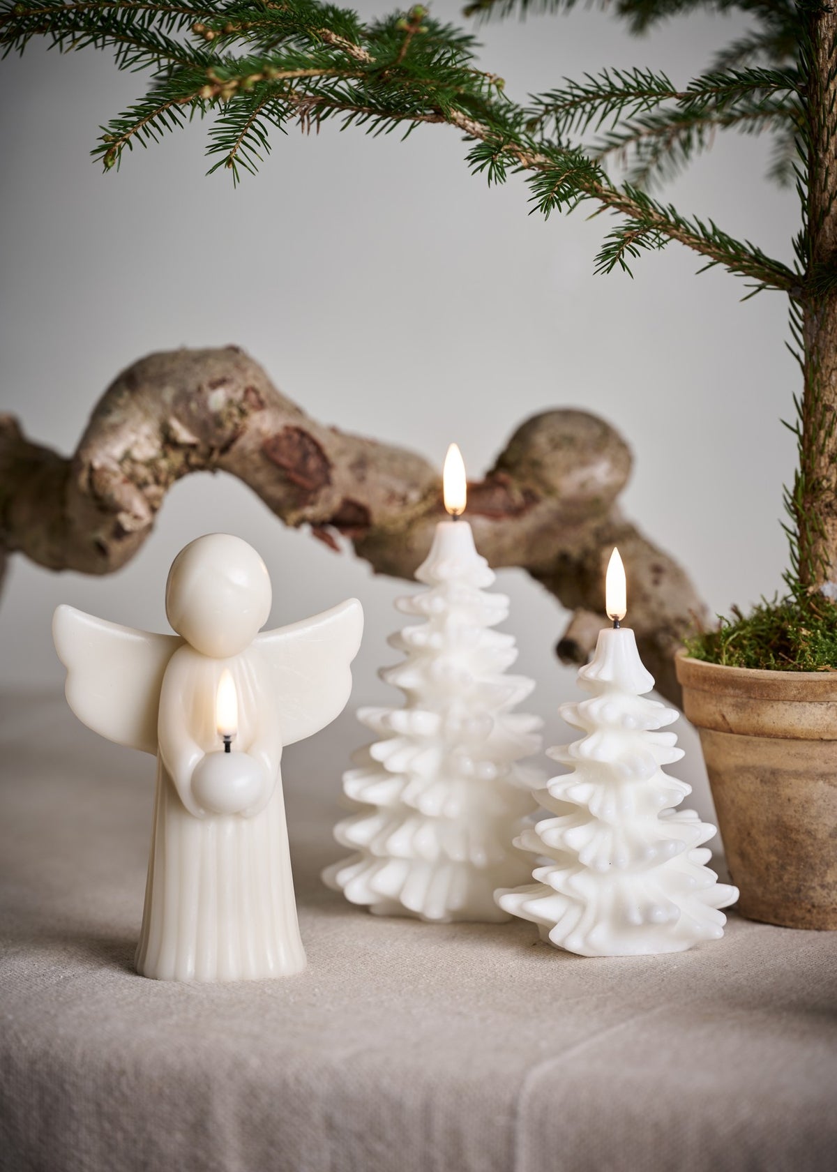 UYUNI Lighting LED Kerze ANGEL oyster grey | Ø 11x15,5 cm