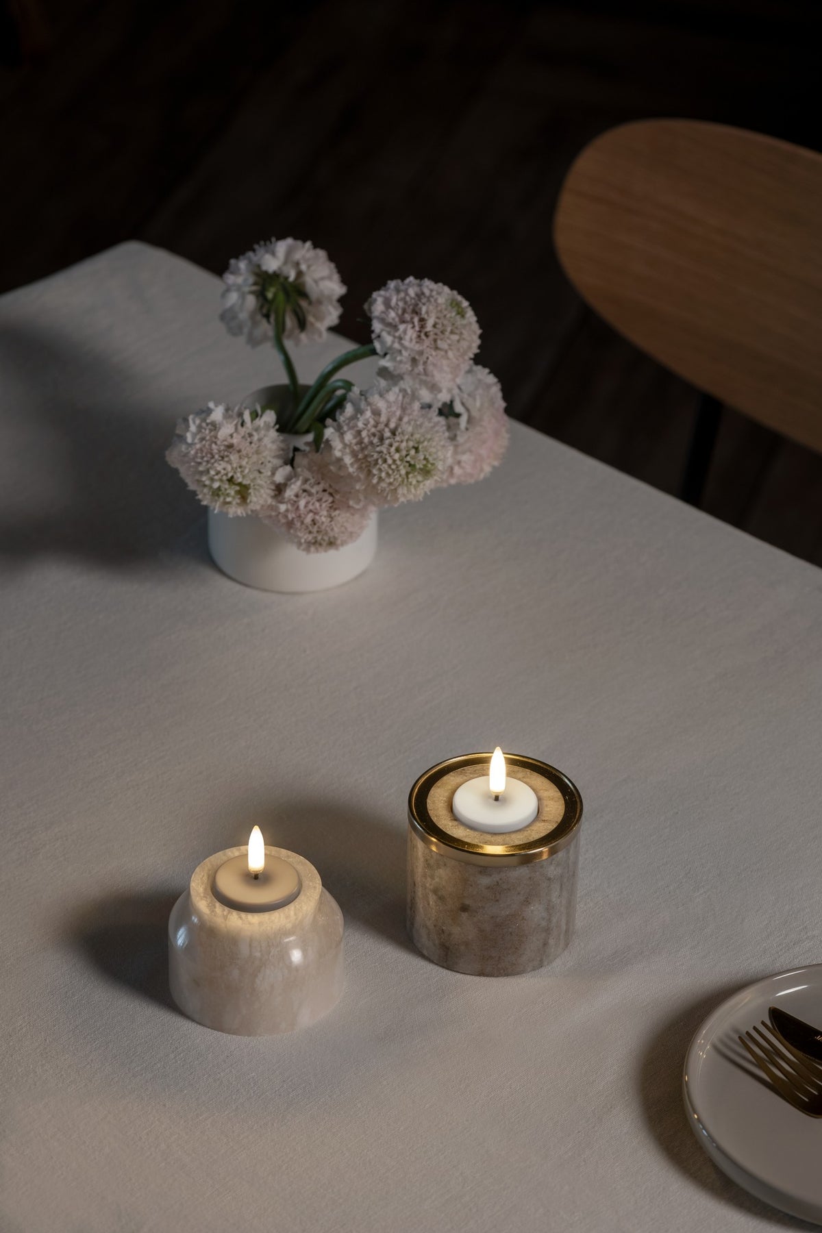 UYUNI Lighting LED Teelicht RECHARGEABLE 2er Set weiß | Ø 3,9x2,3 cm
