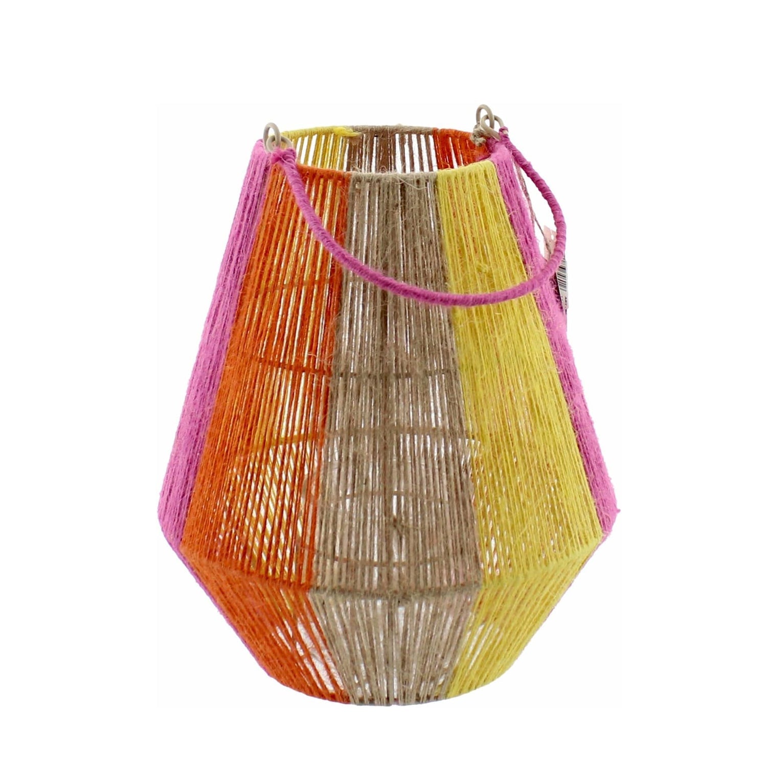 Van der Leeden Laterne BUNT Jute Natur/Gelb/Orange/Fuchsia M | Ø 26cm H 30cm - Sir Henrys