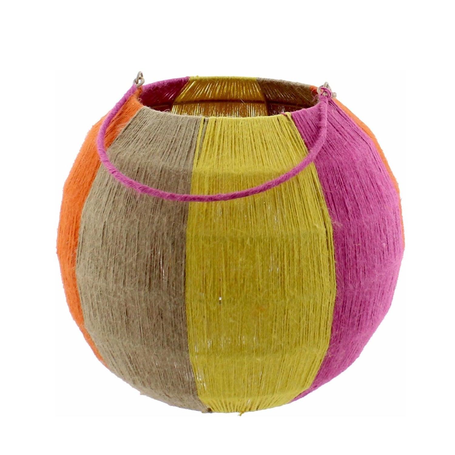 Van der Leeden Laterne BUNT Kugel Jute Natur/Gelb/Orange/Fuchsia | Ø 20cm H50cm - Sir Henrys