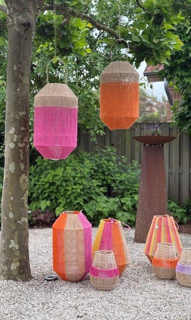 Van der Leeden Laterne ORANGE Jute Natur/Orange | Ø 34cm H 60cm - Sir Henrys