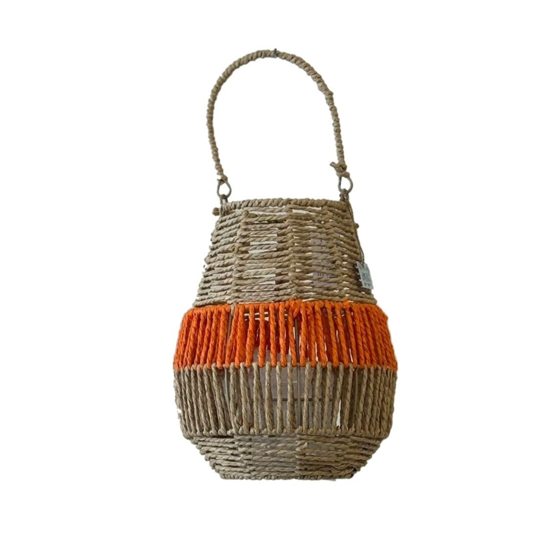 Van der Leeden Laterne ORANGE Seegras Natur/Orange | Ø 26cm H 31cm - Sir Henrys