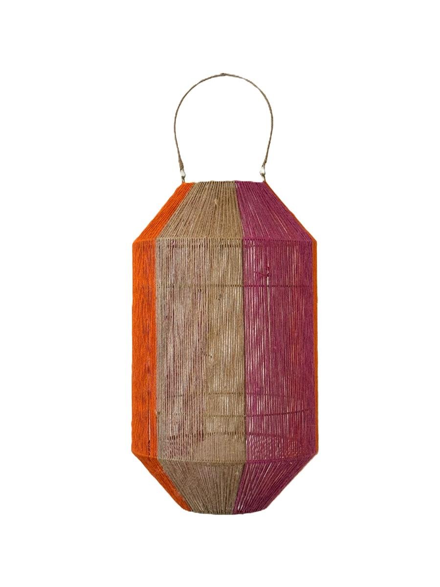 Van der Leeden Laterne ORANGE/PINK Jute Natur/Orange/Fuchsia | Ø 34cm H 60cm - Sir Henrys