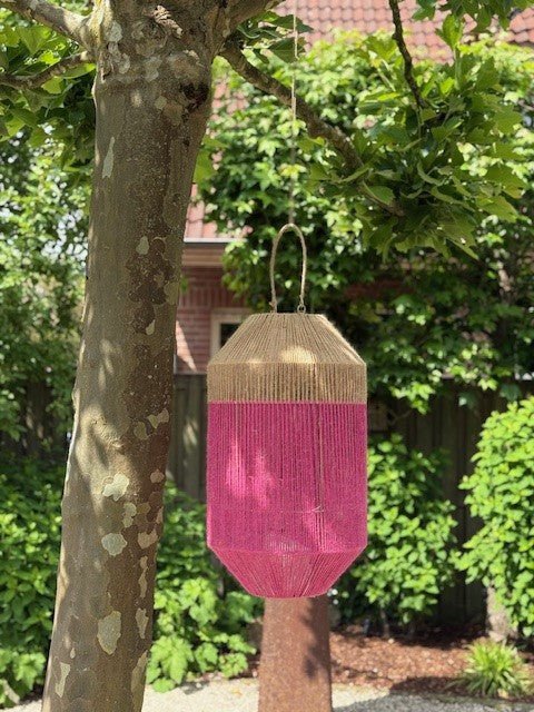 Van der Leeden Laterne PINK Jute Natur/Fuchsia | Ø 34cm H 60cm - Sir Henrys