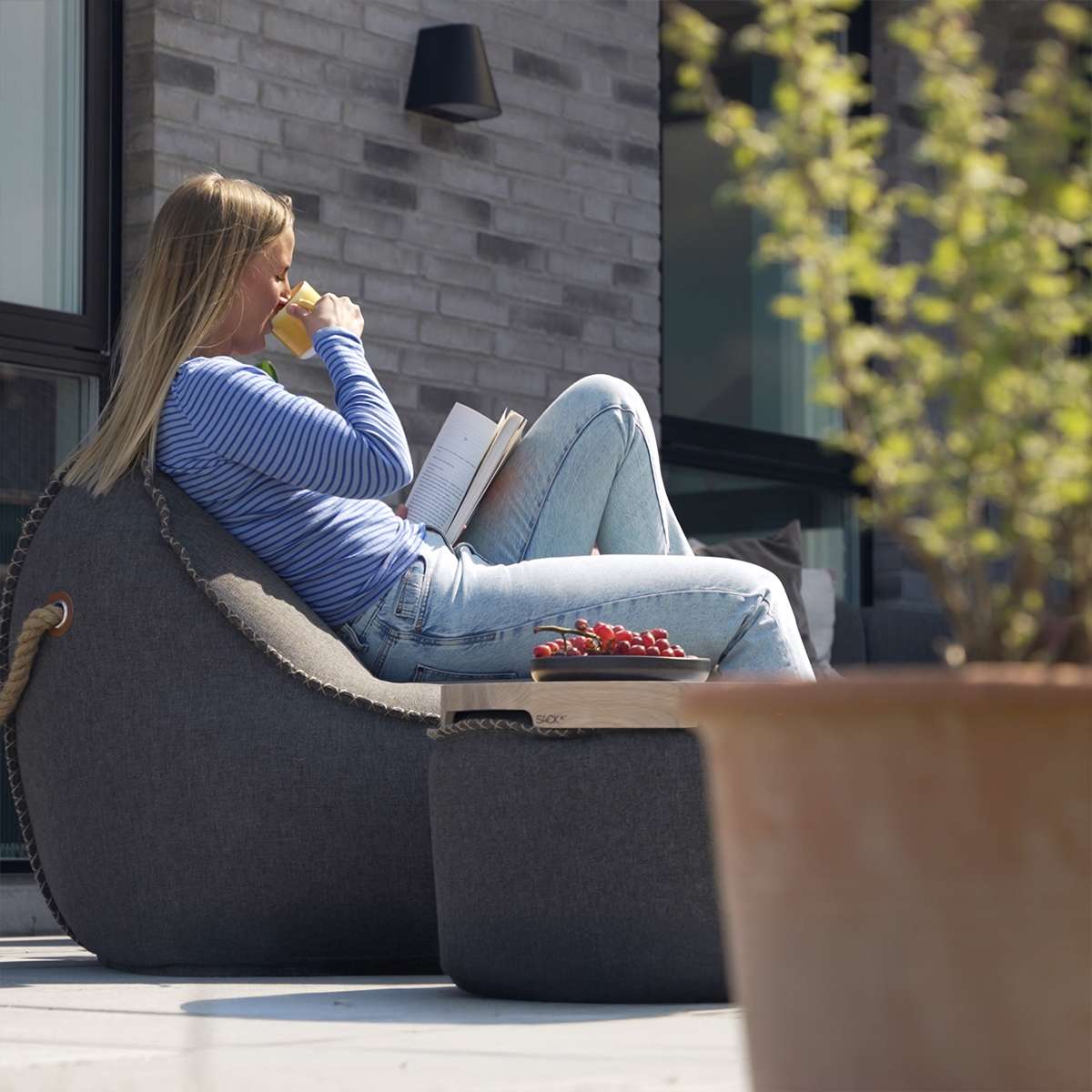 SACKit Lounge Stuhl mit Pouf COBANA | 96x80x70cm