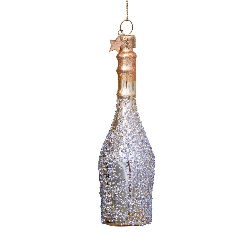 Vondels Christbaumschmuck CHAMPAGNE BOTTLE weiß/diamonds | H 16cm - Sir Henrys
