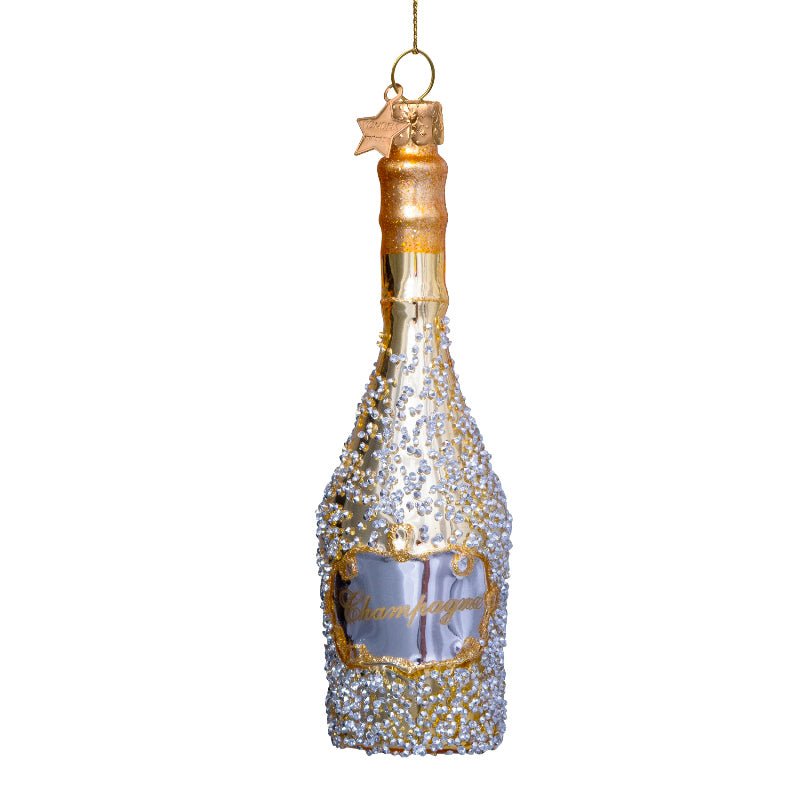 Vondels Christbaumschmuck CHAMPAGNE BOTTLE weiß/diamonds | H 16cm - Sir Henrys