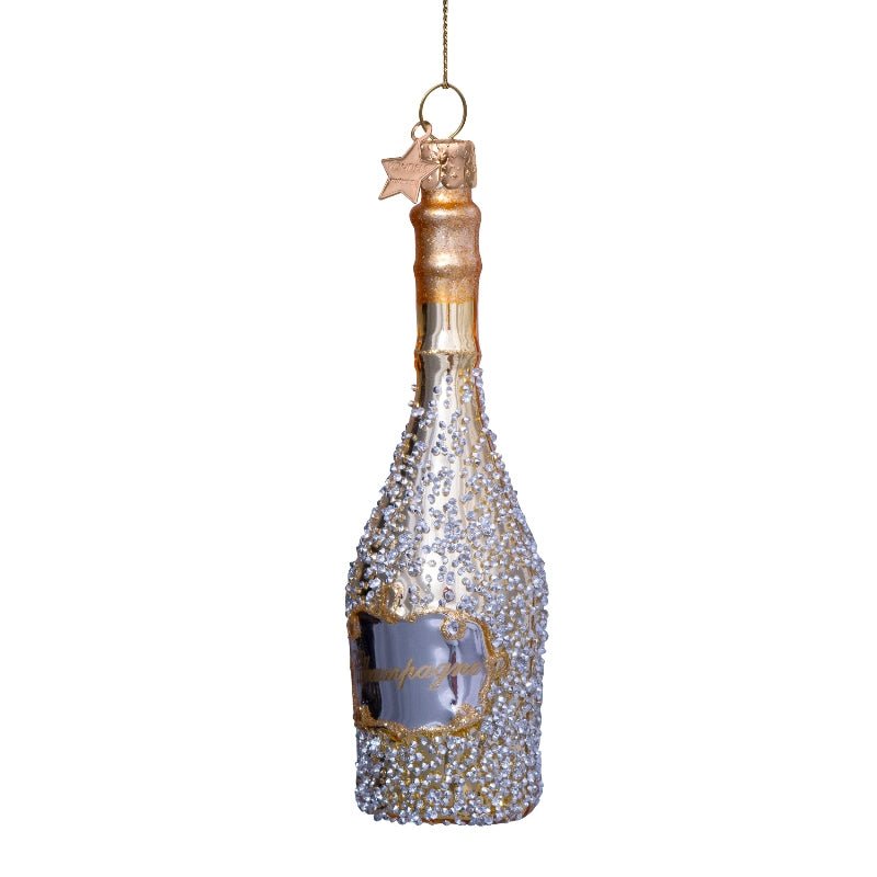 Vondels Christbaumschmuck CHAMPAGNE BOTTLE weiß/diamonds | H 16cm - Sir Henrys