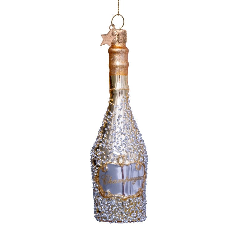 Vondels Christbaumschmuck CHAMPAGNE BOTTLE weiß/diamonds | H 16cm - Sir Henrys