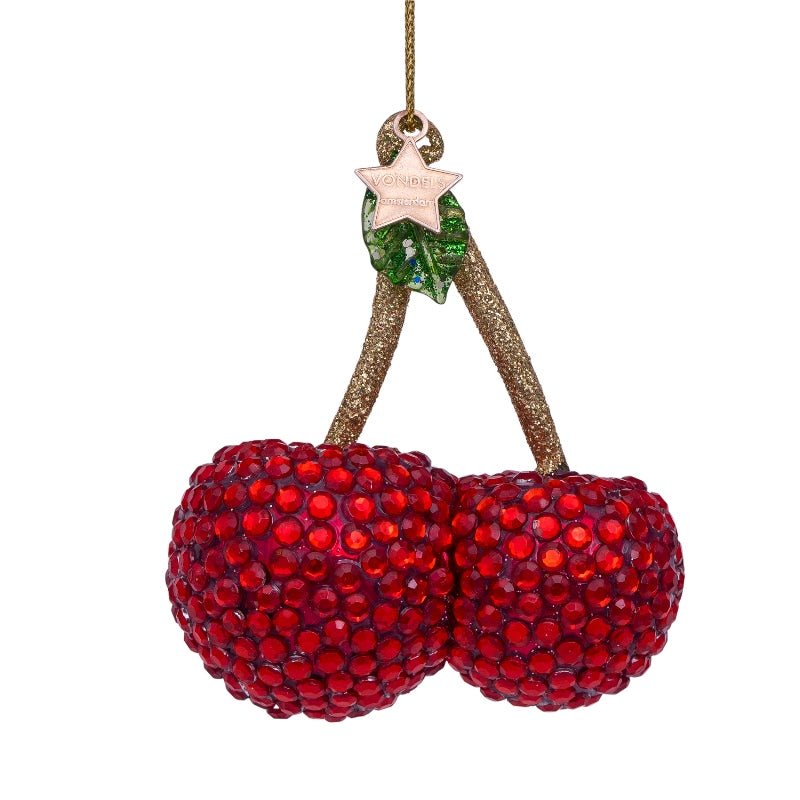 Vondels Christbaumschmuck CHERRY DIAMONDS rot/diamonds | H 8cm - Sir Henrys