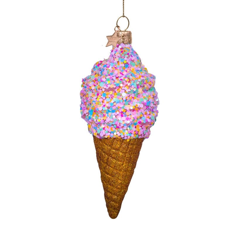 Vondels Christbaumschmuck DISCO ICE CREAM bunt/glitter | H 15cm - Sir Henrys
