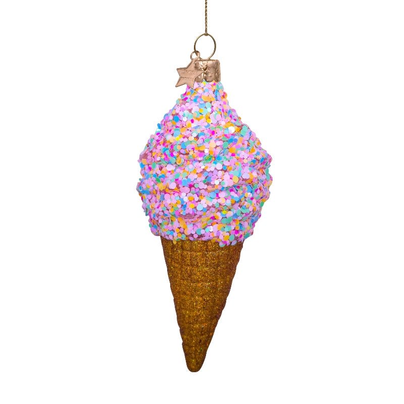 Vondels Christbaumschmuck DISCO ICE CREAM bunt/glitter | H 15cm - Sir Henrys