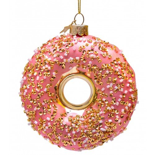 Vondels Christbaumschmuck DONUT Glas gold/pink 11cm - Sir Henrys