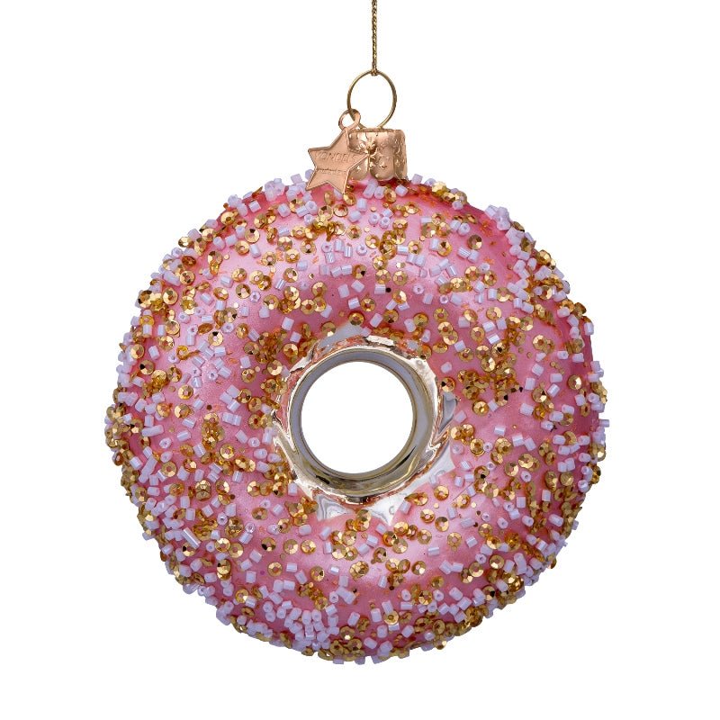Vondels Christbaumschmuck DONUT Glas gold/pink 11cm - Sir Henrys