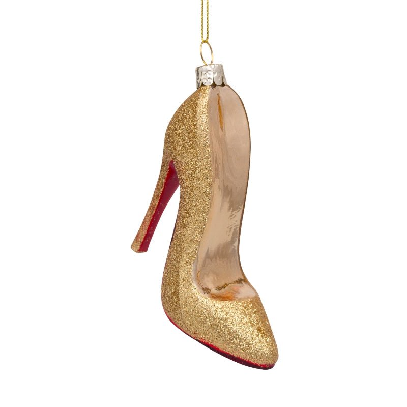 Vondels Christbaumschmuck HIGH HEEL Glas gold Glitter 10cm - Sir Henrys