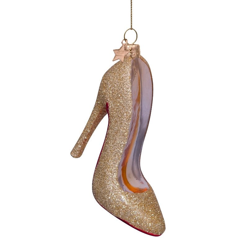 Vondels Christbaumschmuck HIGH HEEL Glas gold Glitter 10cm - Sir Henrys